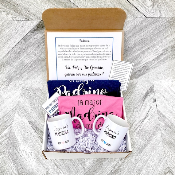 Personalized Padrinos Gift Box: Mugs & Shirts