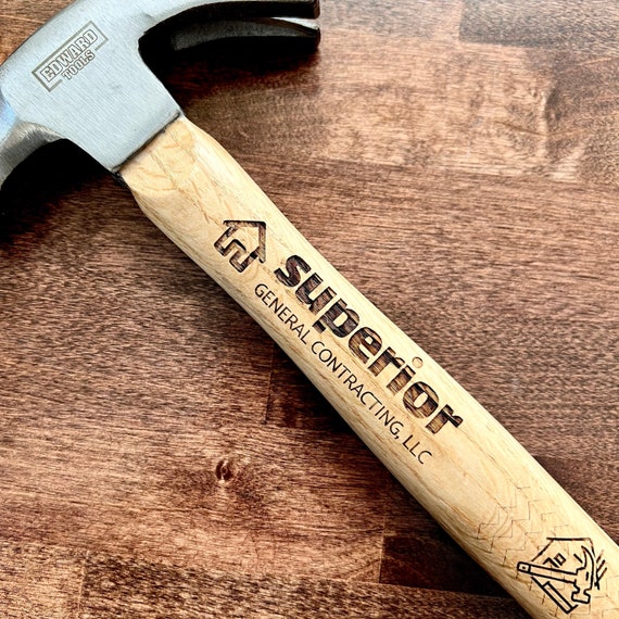 Engraved Hammer: Personalized Contractor Gift, Hickory Wood Handle