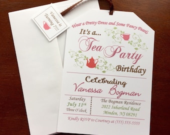 Tea Party Birthday Invitations Self Printable