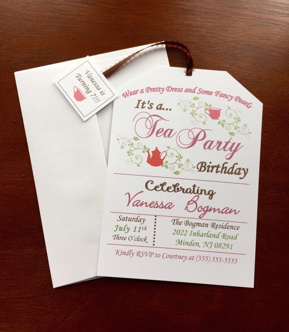 Tea Party Birthday Invitations Self Printable 