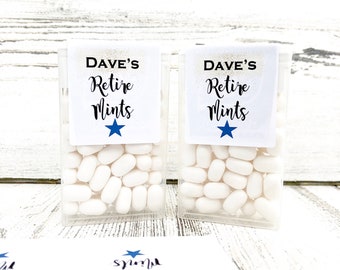 Tic Tac Retire Mint Labels Only - Color Customizable - Retiremints - Tic Tac Favors for a retirement party