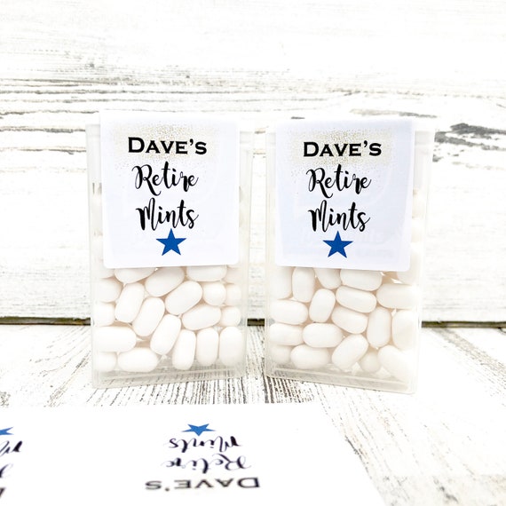 Customizable Retire Mint Labels: Retirement Party Favors