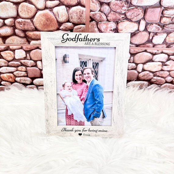 Personalized Godfather Engraved Wooden Frame: Rustic Blessing Gift