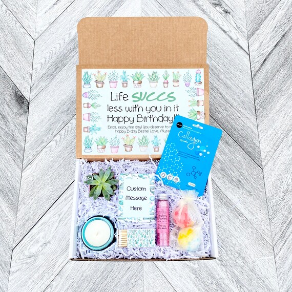 Succulent Gift Box - Life SUCCS less with you in it - Succulent Gift Spa Set - Bath Salts - Bath Bombs - Candle and matches
