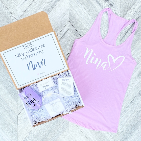 Personalized Nina Proposal Gift Box: Wine Glass, Tank Top & Bracelet