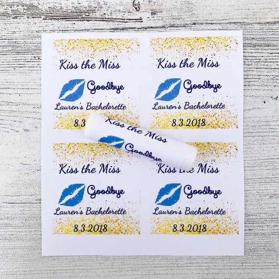 Custom Bachelorette Lip Balm Labels: Kiss the Miss Goodbye Favors