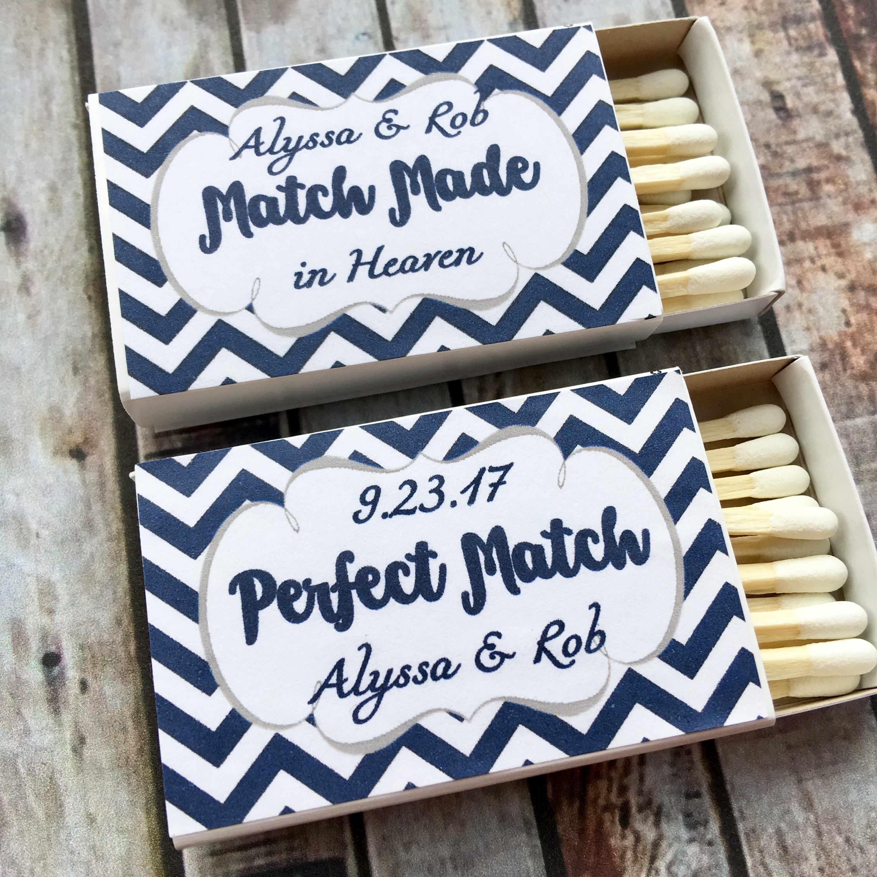 Matchbox Favors Navy and White Favors The Perfect Match Match
