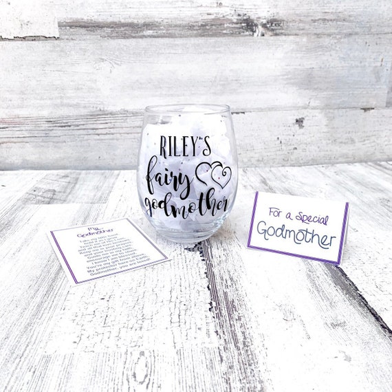 Custom Fairy Godmother Wine Glass Gift Set with Poem Card