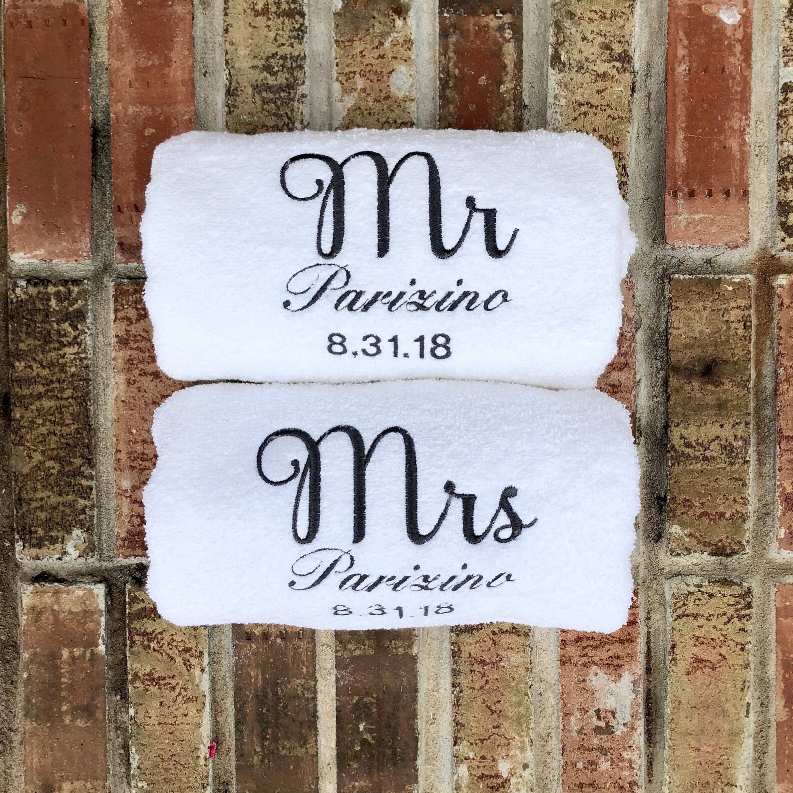 Mr and Mrs Towels Embroidered Bath Towels With Name and Etsy
