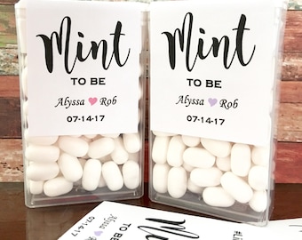 Tic Tac Favor Labels Only - Mint to Be with Names, Hastag and Wedding Date