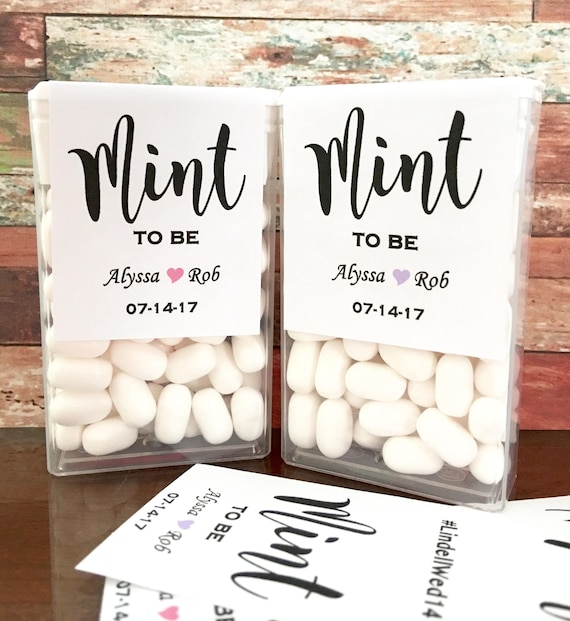 Tic Tac Favor Labels Only - Mint to Be with Names, Hastag and Wedding Date