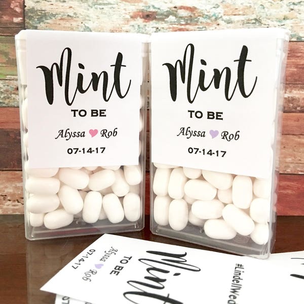 Tic Tac Favor Labels Only - Mint to Be with Names, Hastag and Wedding Date