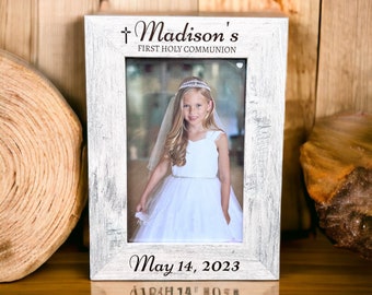 Communion Frame - Communion Gift - Laser Engraved  Personalized Wooden Frame - Name Engraved Frame with Date