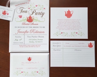 Additional insert Cards for Tea Party Invitations