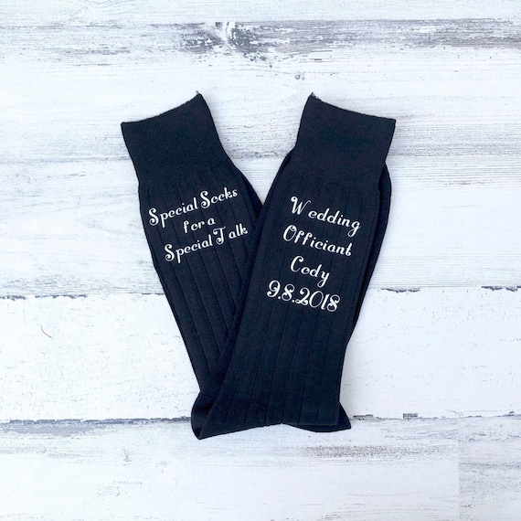 Personalized Wedding Officiant Socks: Custom Name & Date Gift
