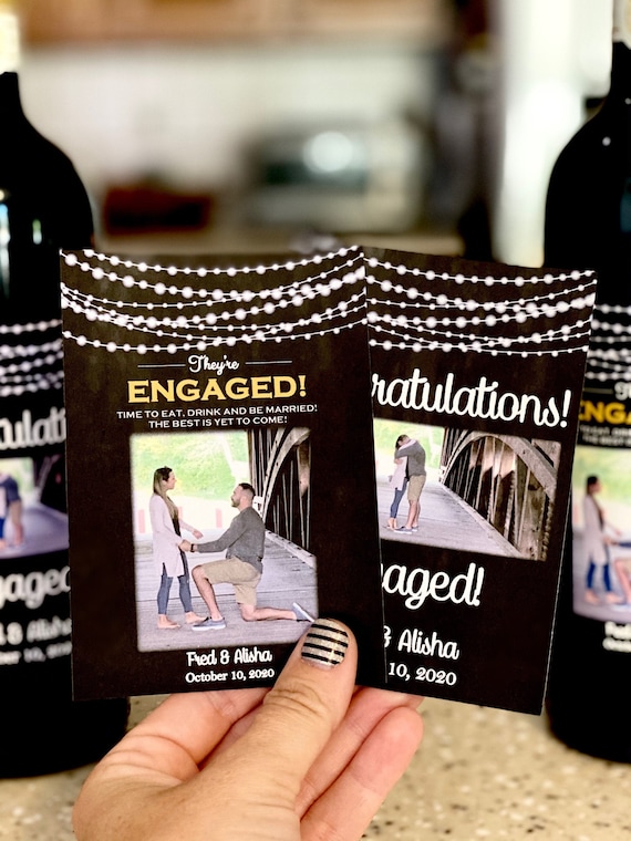 Personalized Engagement Wine Labels with Photo (Set of 2)