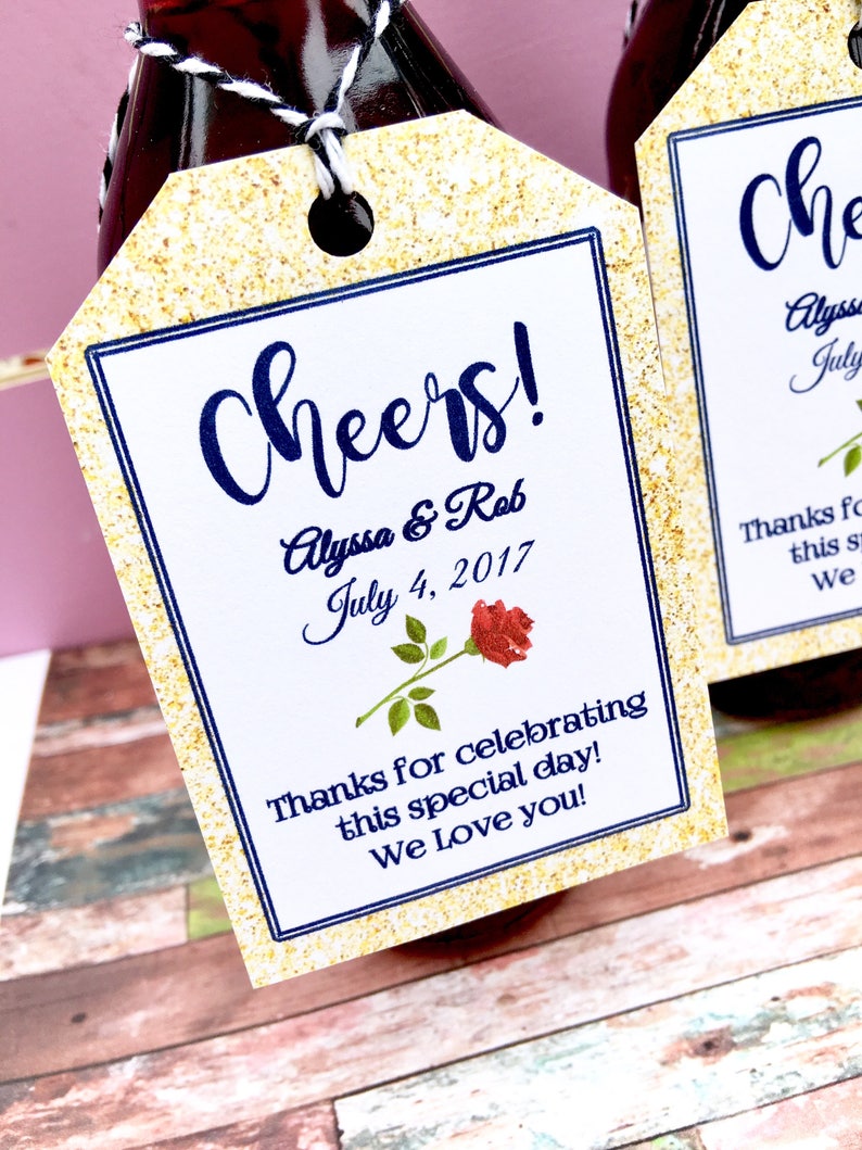 Navy and Gold Glitter Favor Tags for Small Wine or Champagne Etsy