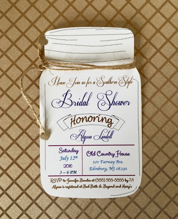 Mason Jar Bridal Shower Invitations Etsy