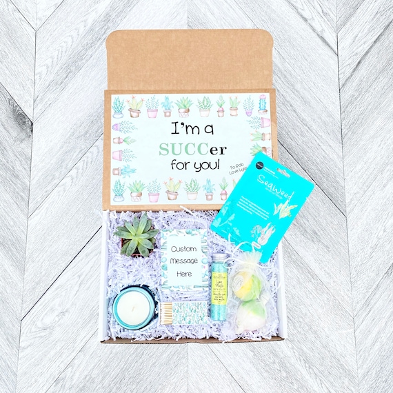 Succulent Gift Box - I’m a SUCCer for you - Succulent Gift Spa Set - Bath Salts - Bath Bombs - Candle and matches