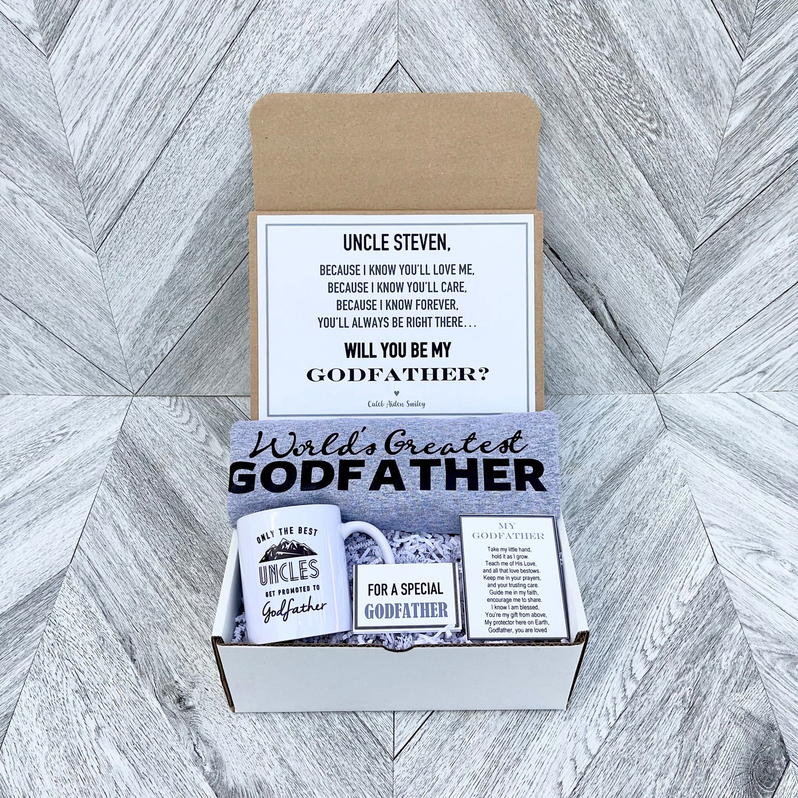 Godfather Box Personalized Godfather Gift Will You Be My Etsy
