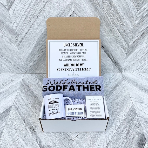 Personalized Godfather Gift Box: Mug, T-Shirt & Poem Card