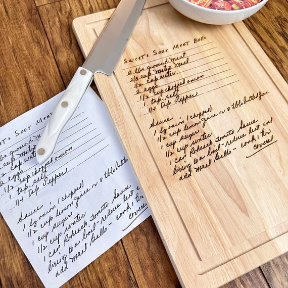 Wood Engraved Recipe Cutting Board: Personalized Photo Gift