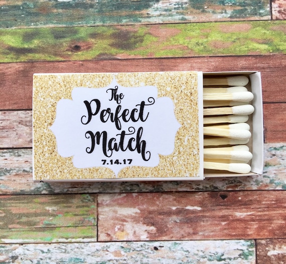 Gold Glitter Matchbox Favor Labels: Wedding Shower Decor