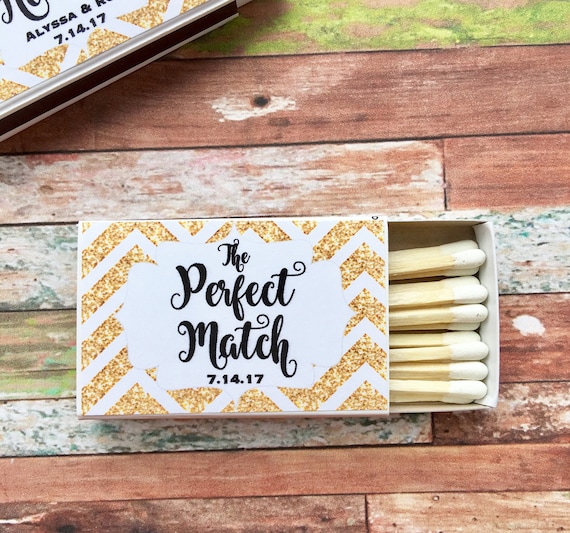 Gold Glitter Matchbox Favor Labels: Wedding Shower Favors