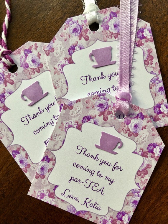 12 Tea bag Shaped Party Thank you/Favor Tags for bridal or Etsy