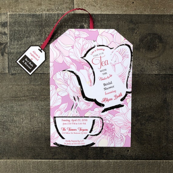 Tea Party Bridal Shower Invitations: Tea Bag Design, Customizable