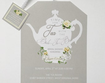 Self Printable Tea Party Shower Invitations Tea Pot Style