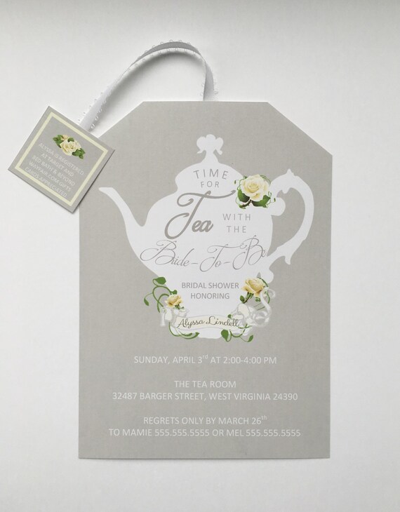 Self Printable Tea Party Shower Invitations Tea Pot Style