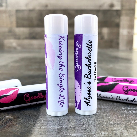 Custom Bachelorette Lip Balm Labels: Kiss the Miss Goodbye Favors