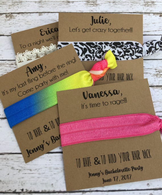 Personalized Bachelorette Party Hair Tie Favors
