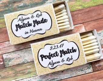 Matches Favor Labels - Gold Glitter Matchbox Favors - The Perfect Match - Match Made in Heaven - Match wedding or shower favors