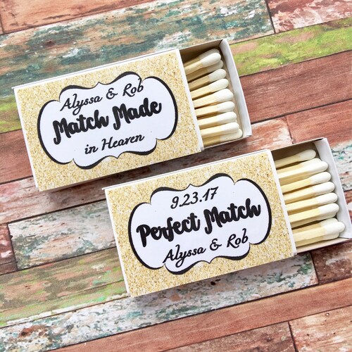 Matches Favor Labels Gold Glitter Matchbox Favors the Etsy