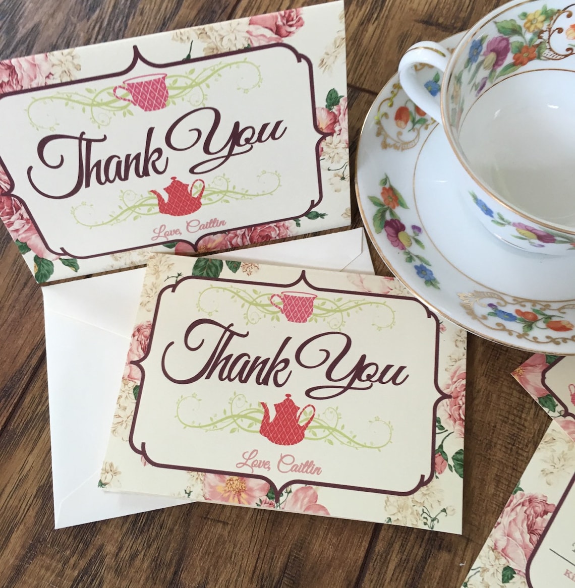 Set of Tea Party Thank You Cards Etsy