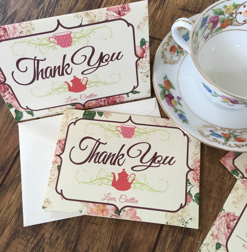 Set of Tea Party Thank You Cards Etsy