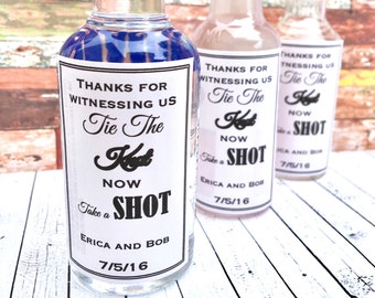 Mini Alcohol Favor Labels - We Tied the knot - Take a Shot - Wedding Favors - Bridal Shower Favors - Tied the Knot Labels - Mini Alcohol Fav