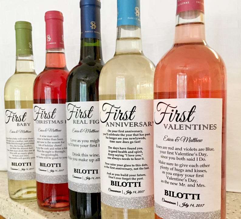 5 Bridal Shower Wine labels First Bild 2