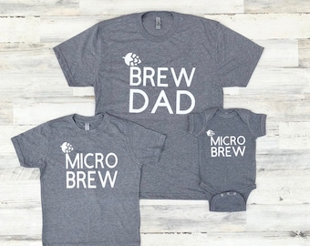 Father and Son Shirts - First Fathers Day - Brew Dad and Micro Brew - Beer Lover Shirt Set