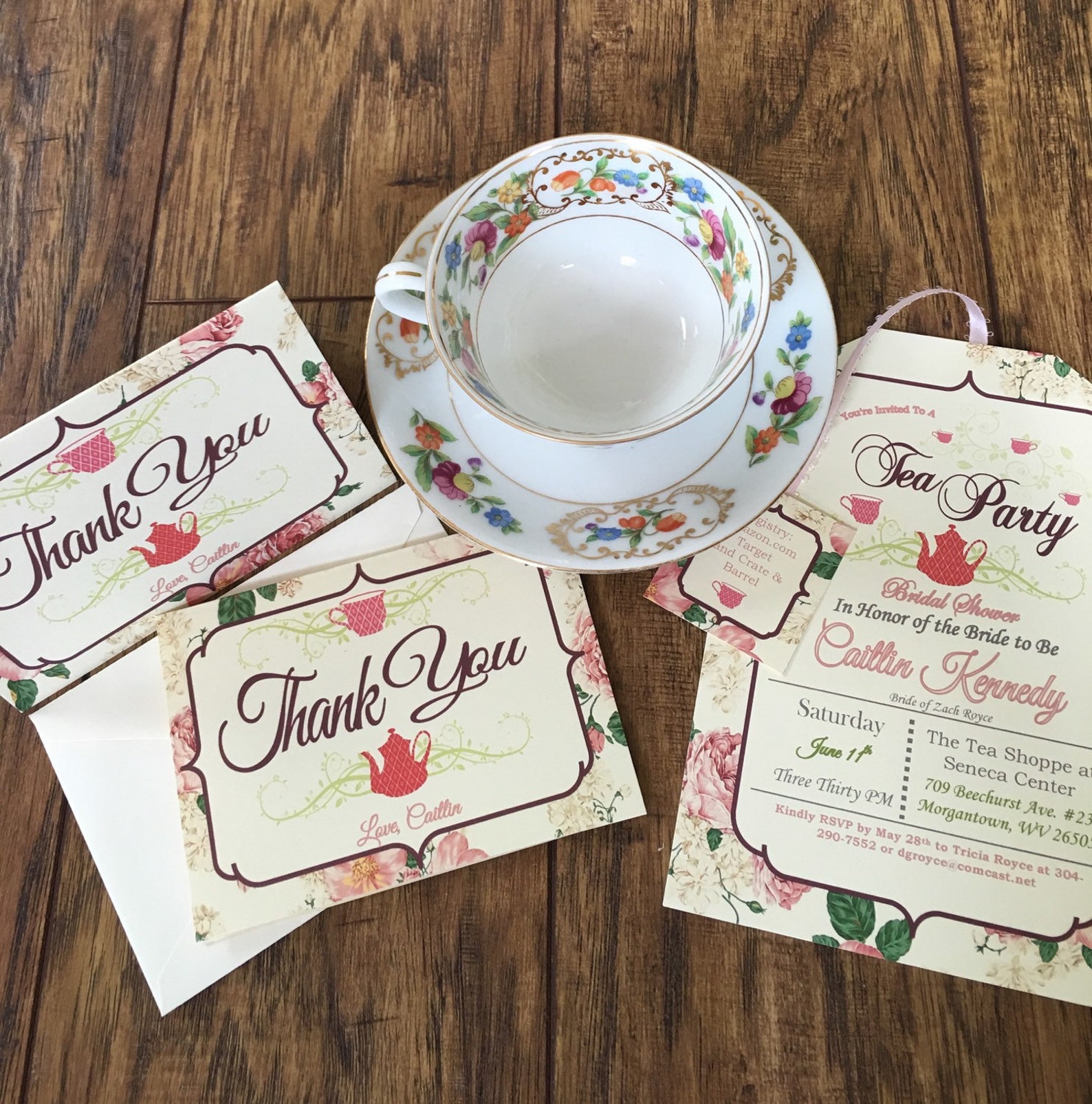 Set of Tea Party Thank You Cards Etsy