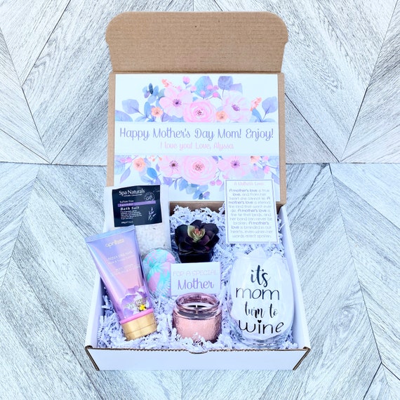 Mother's Day Spa Gift Box: Bath Salts, Lotion & Wine Glass