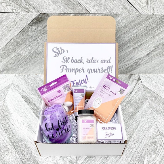 Sister Gift Spa Box: Lavender Citrus, Wine Glass
