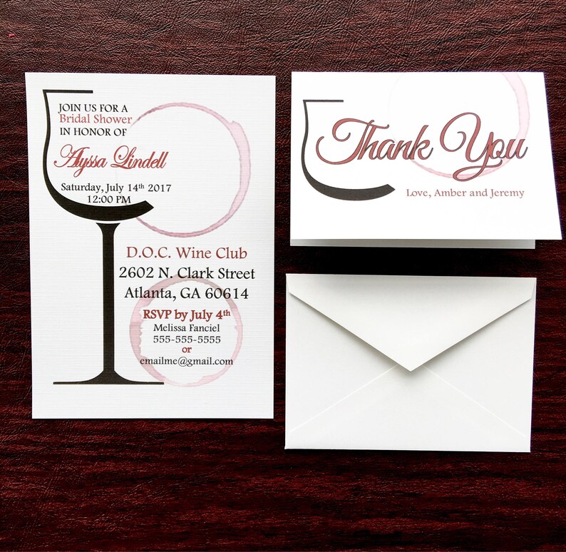 Wine Themed Thank You Cards Stained Wine Thank You Cards Etsy