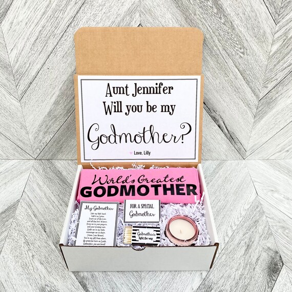 Personalized Godmother Proposal Box: Candle, Shirt & Poem