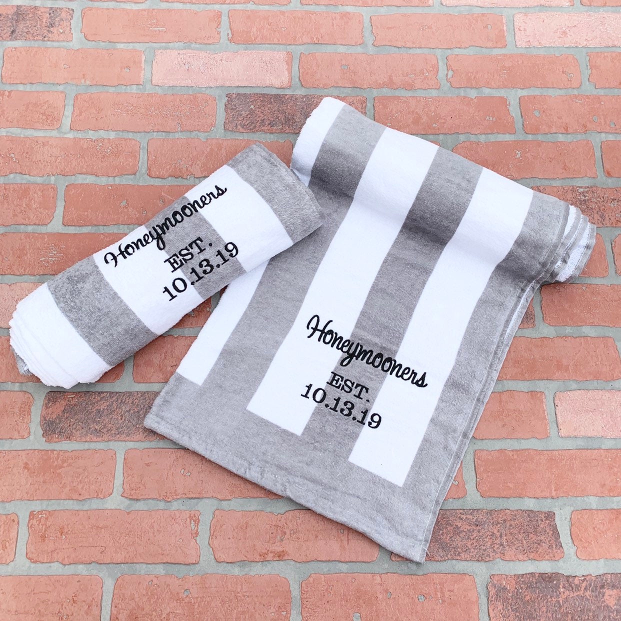 Honeymoon Towels Personalized Beach Towels Honeymooners Wedding Date