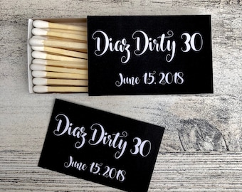 Matches Favor Labels - Black and White Matchbox Favors - Birthday Matchbox Favors - Customizable