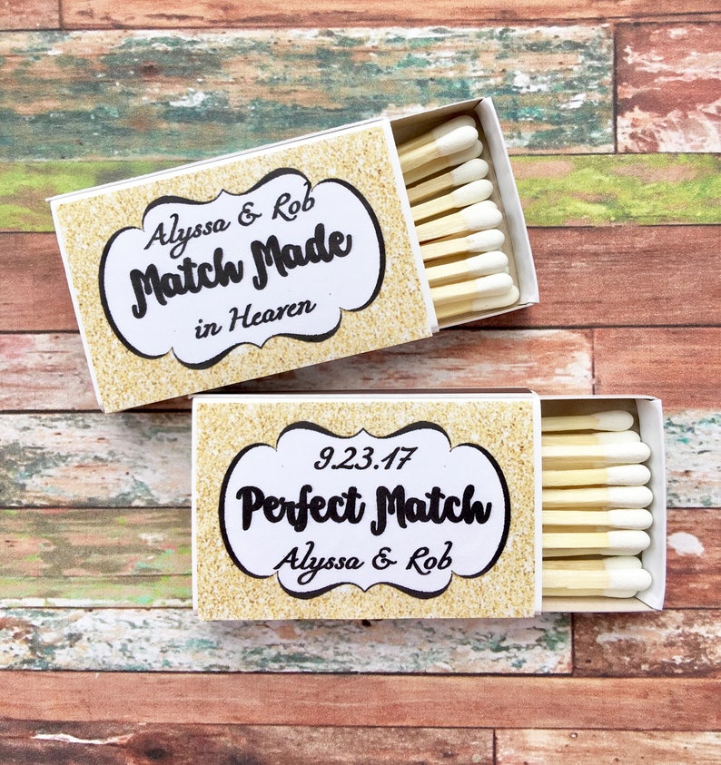 Matches Favor Labels Gold Glitter Matchbox Favors the Etsy