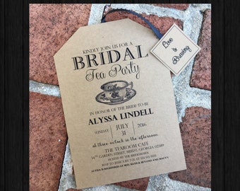 Rustic Tea Party Bridal Shower Invitations With Envelopes